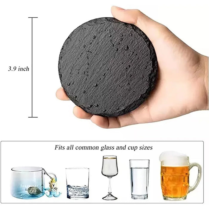 Natural rock coaster round slate coaster