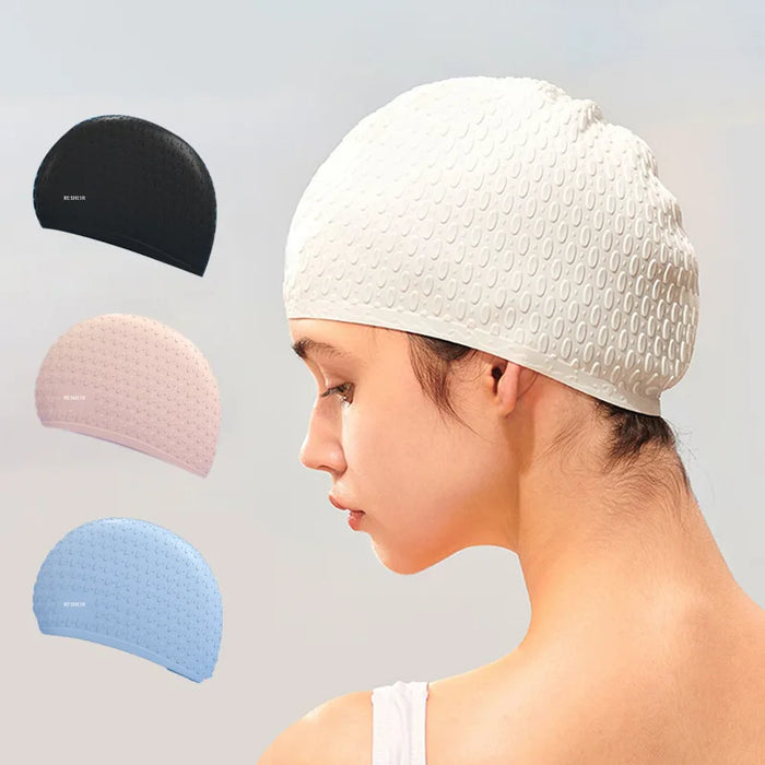 Summer silicone water drop swimming cap enlarged sports swimming cap elastic waterproof