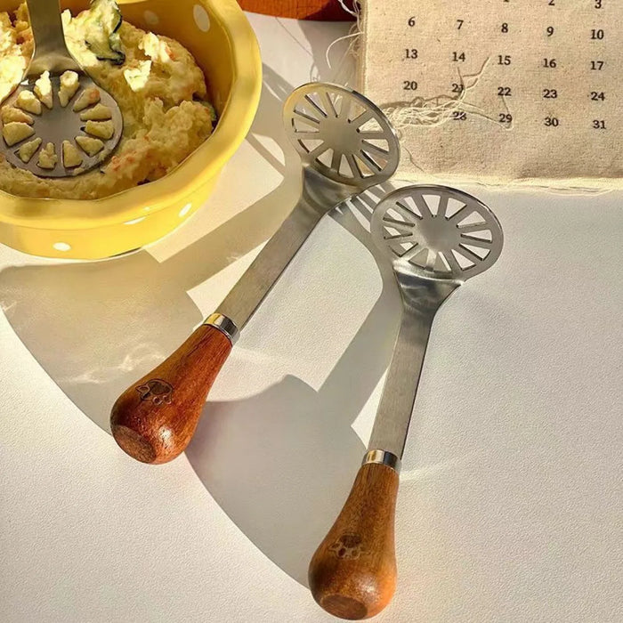 Stainless Steel Garlic Press with Wooden Handle