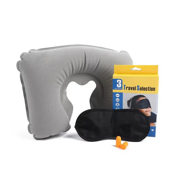 Oversized inflatable plush travel pillow