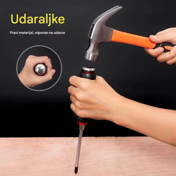 Utilizing high hardness and strong magnetism, a multifunctional screwdriver with a striking function