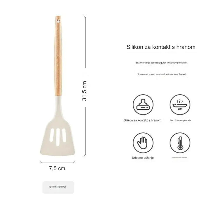 Solid wood handle silicone kitchenware food grade high temperature resistant spatula