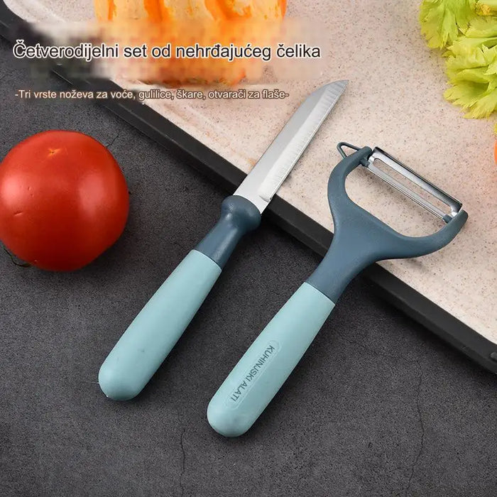 Stainless steel kitchen scissors and multi-functional fruit and vegetable tool set