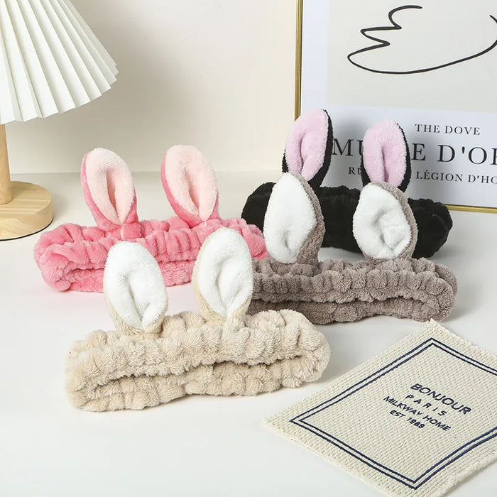 Plush rabbit ear headband non-slip elastic headband women's hair accessories