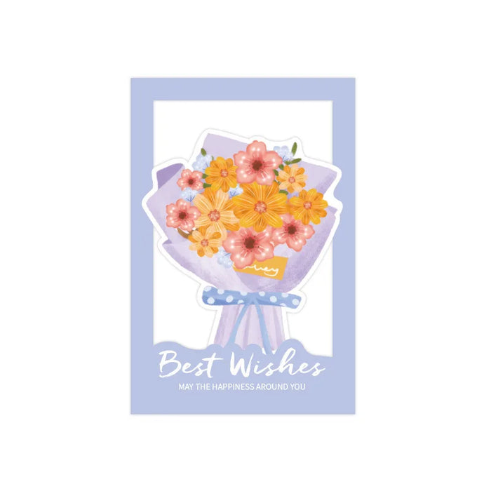 Unique 3D flower-shaped greeting card and bouquet set for teacher gratitude and birthday gifts