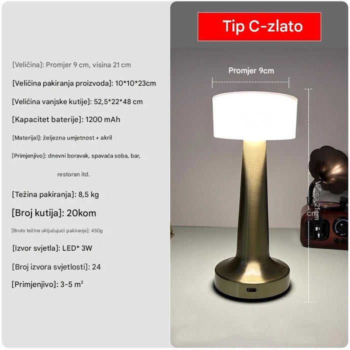 LED desk lamp with touch and USB charging