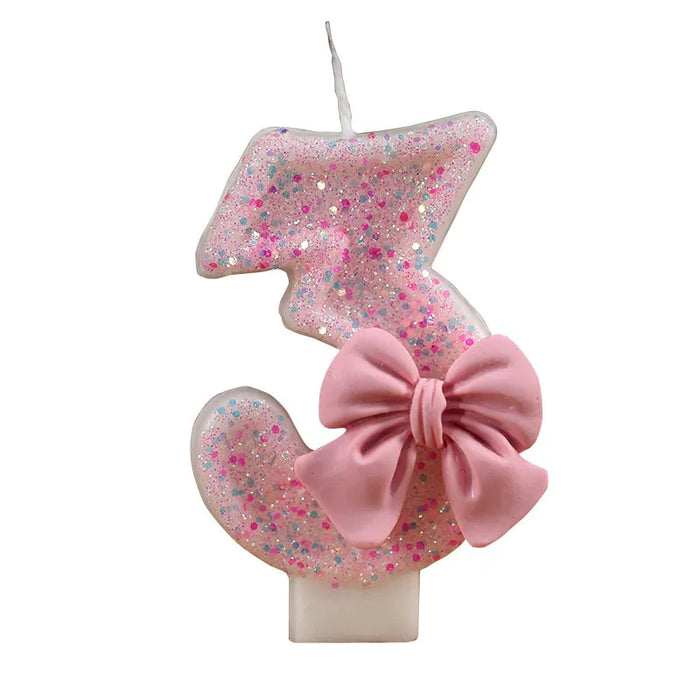 Digital candle pink bow girl birthday