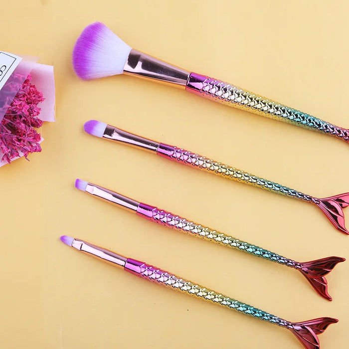 Mermaid Gradient Electroplated Makeup Brushes Set