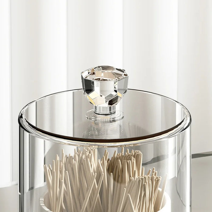 Dust-proof tabletop storage box for cotton swabs, toothpicks and floss