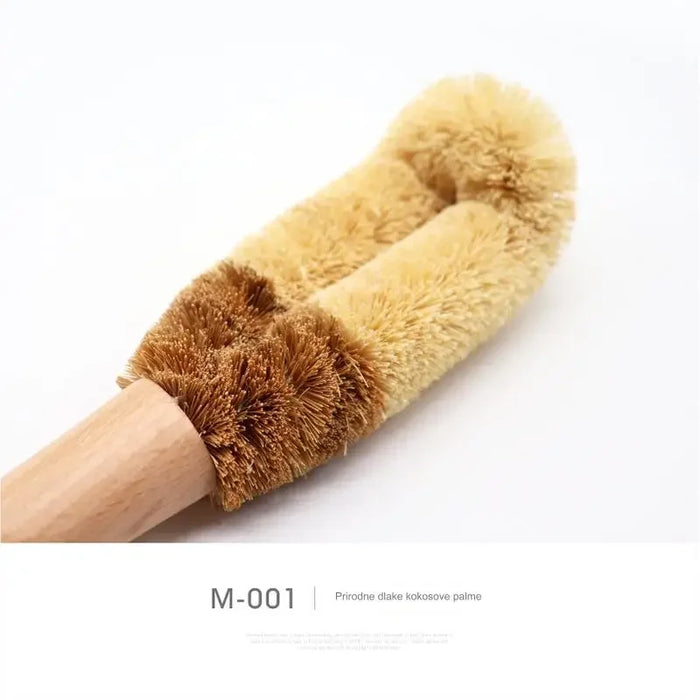 L-shaped natural coconut palm cleaning brush