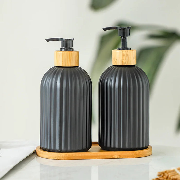 Elegant vertical stripe soap dispenser and lotion bottle