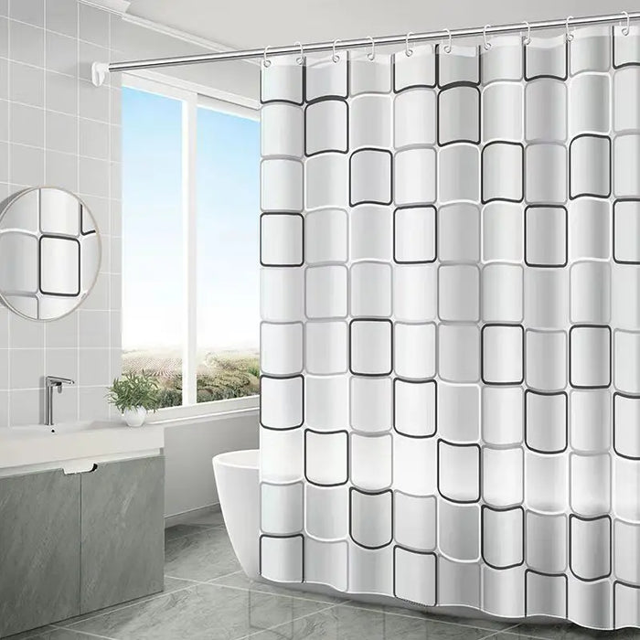 PEVA Bathroom Shower Curtain with Curtain Rod, Waterproof and Mold-proof, Perfect for Home and Hotel