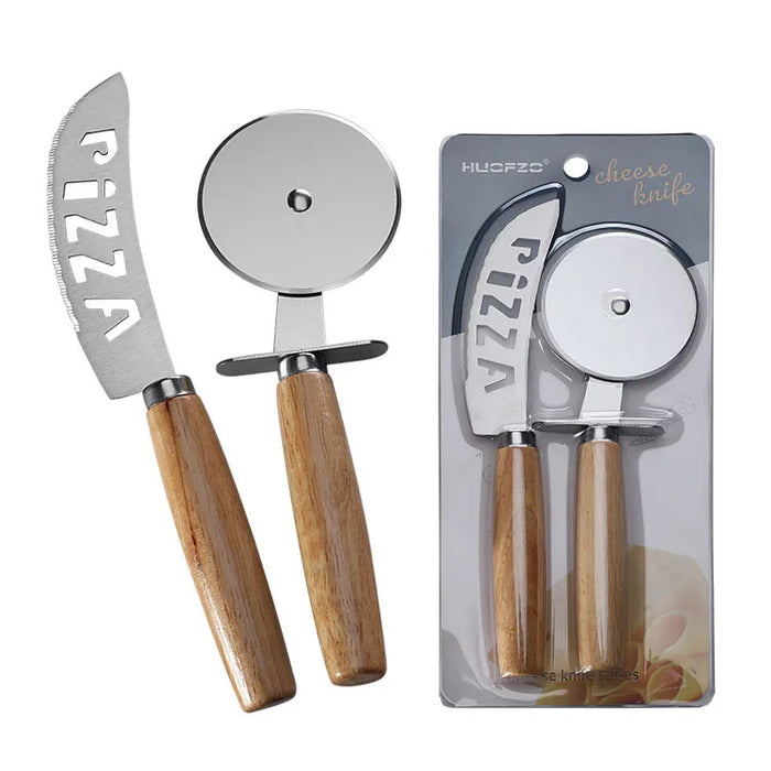 Household Rubber Wooden Handle Pizza Knife