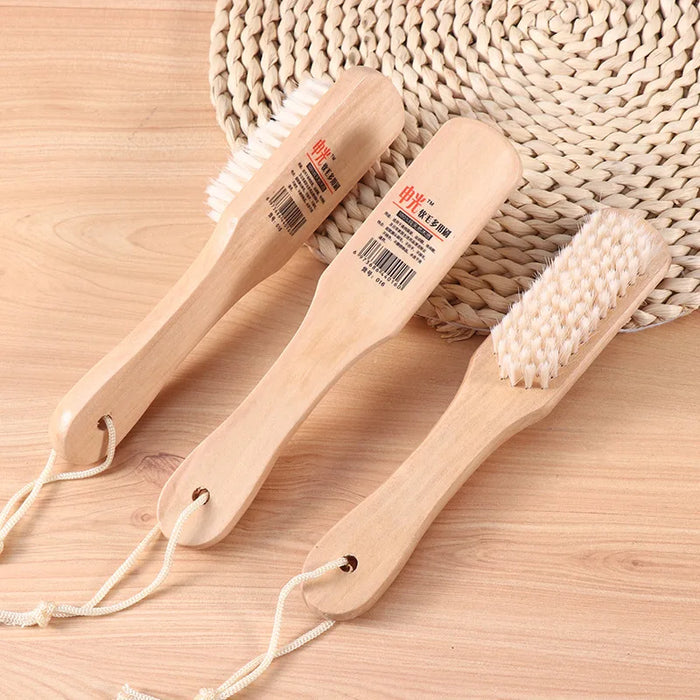 Multifunctional shoe brush with soft bristles and wooden handles for clothes and beds