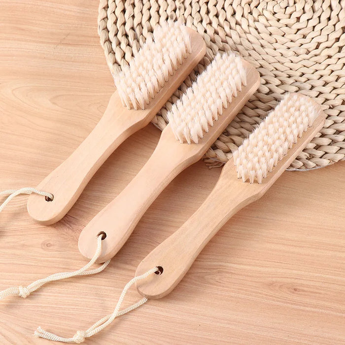 Multifunctional shoe brush with soft bristles and wooden handles for clothes and beds