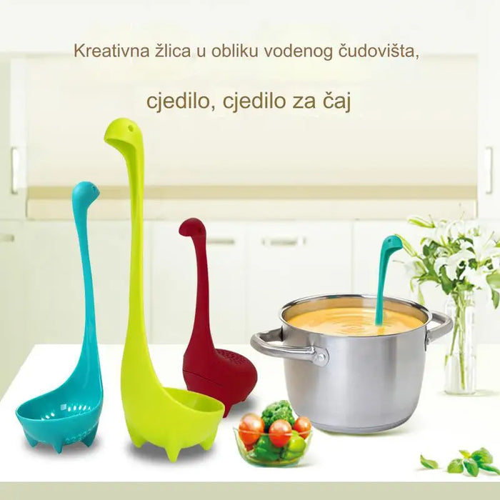 Cute water monster spoon colander creative dinosaur tea filter tea filter colander long handle kitchen vertical spoon