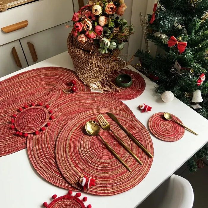 Natural & Durable Cotton Placemats and Coasters Set - Eco-Friendly and Heat Resistant - Ideal for Kitchen and Dining Room