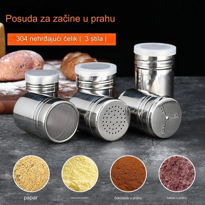 Stainless Steel Seasoning Canisters for Kitchen, Pepper Shaker Bottles for BBQ, Spice Jars with Lids