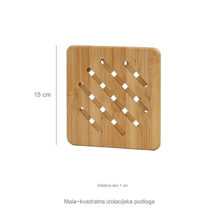 Portable Hollowed-out Bamboo Heat-insulating Mat for Dining Table/Home Use Thickened Round Cup Mat