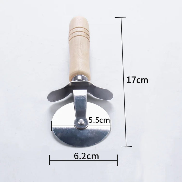 Premium Pizza Cutter with Wooden Handle - Stainless Steel Pizza Wheel for Home and Professional Use