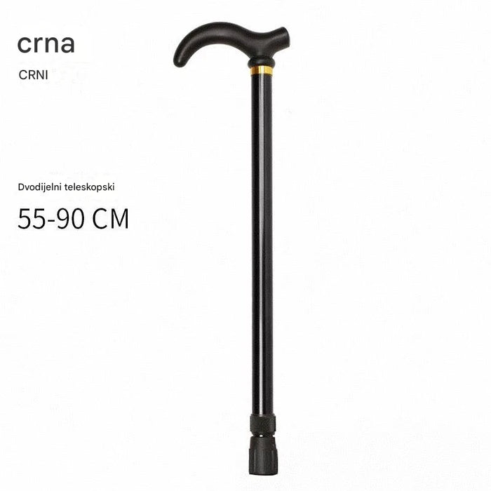 Adjustable Aluminum Alloy Walking Stick with 2 Sections and 6 Heights for Outdoor Elderly