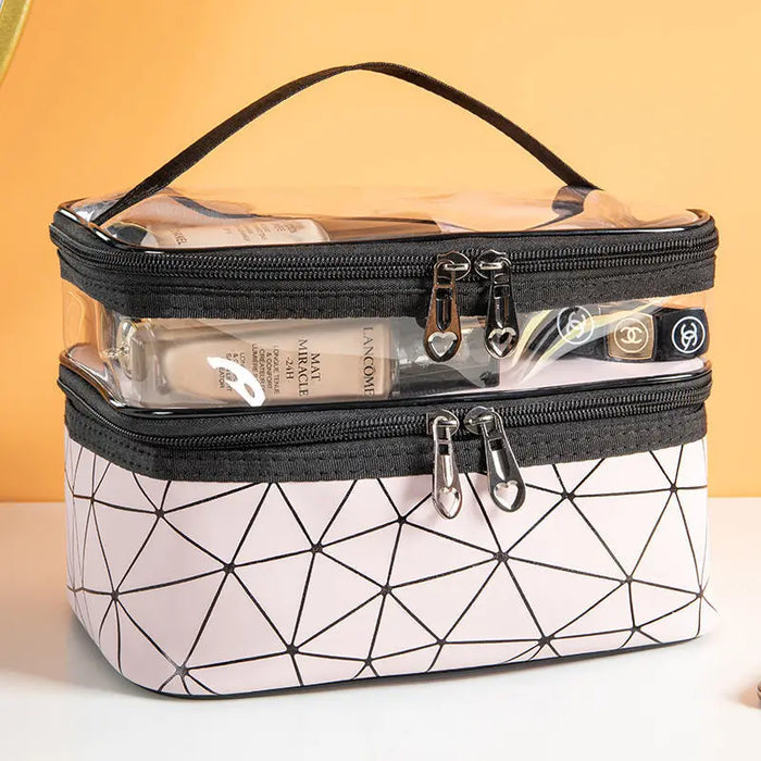 Double Layered Diamond Shaped Portable Makeup Bag