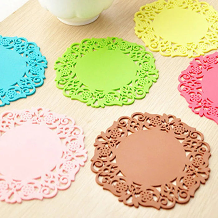 6-Piece Hollow Silicone Non-slip Coaster