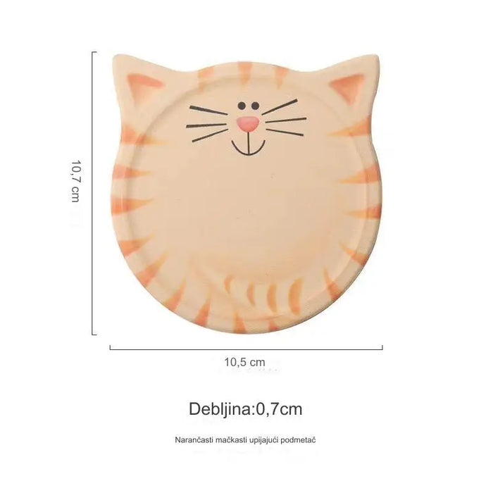 Cute Cat Ceramic Coasters for Drinks, Heat-resistant Mats & Pads for Cups and Bowls