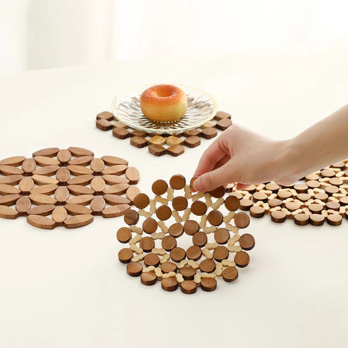 Eco-friendly Bamboo Mats & Pads for Kitchen, Non-slip Hot Pot Mat Set of Round and Square Shapes