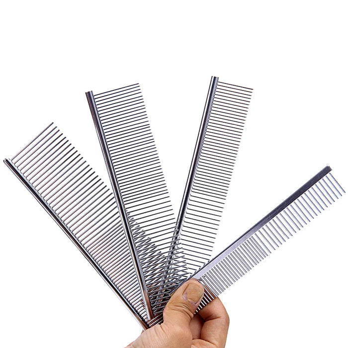 Electroplated stainless steel pet comb