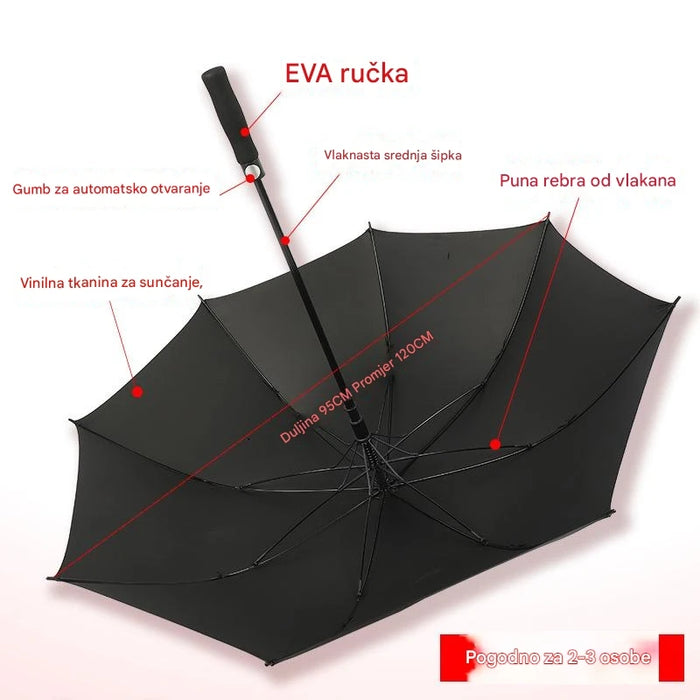 Business automatic long-handled men's straight umbrella, windproof and waterproof