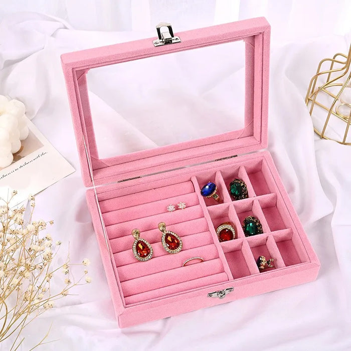 Velvet interior luxury jewelry box storage box