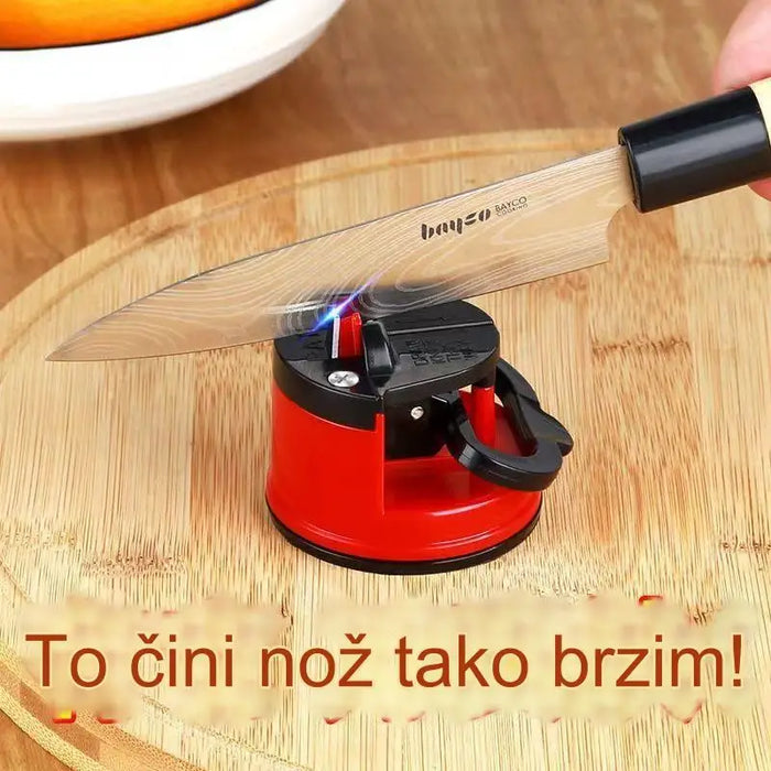 Portable knife and scissor sharpener with powerful suction cups