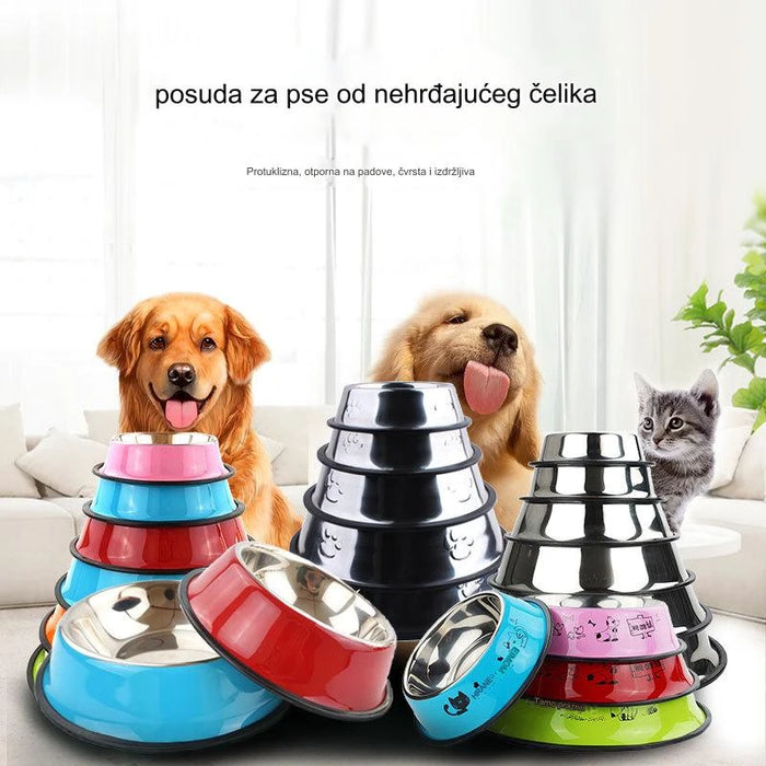 Stainless Steel Pet Bowl Set with Anti-Slip Mat for Large Dogs, Easy to Assemble, Non-Skid Dog Feeder