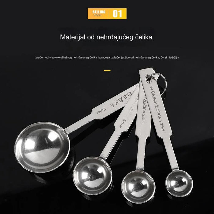 Stainless Steel Measuring Spoon Set - Color Box Included