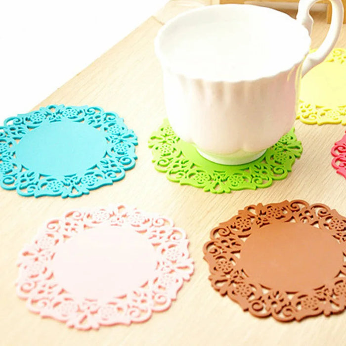 6-Piece Hollow Silicone Non-slip Coaster