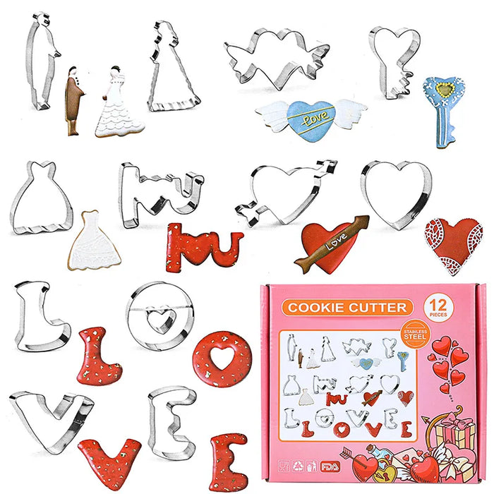 Creative Easter Cookie Mould Set Christmas Rabbit Dinosaur Theme Baking Tools 12-piece Set