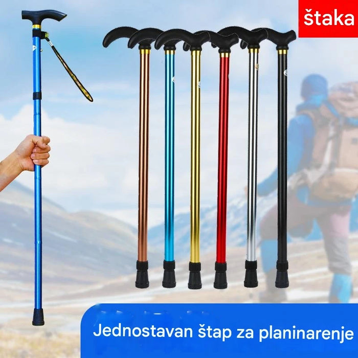 Outdoor Trekking Cane for Elderly with Aluminum Alloy Material