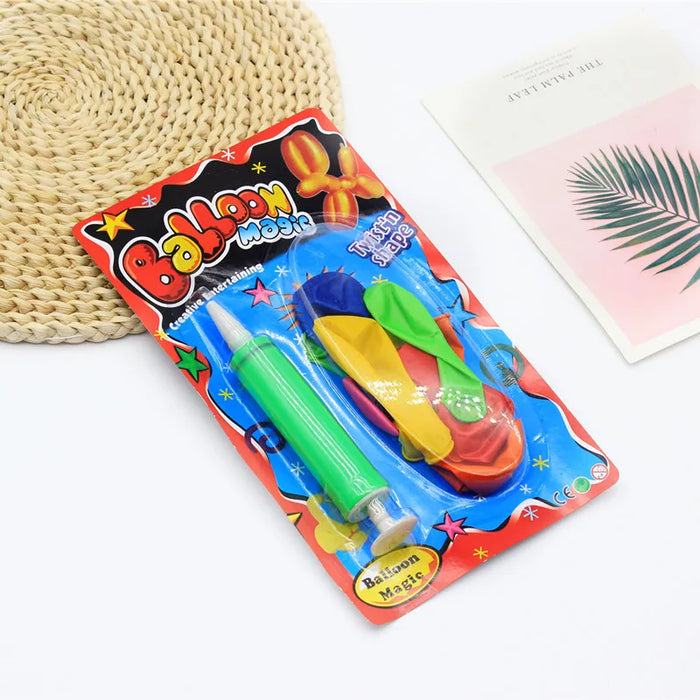 Striped balloon kit with inflator