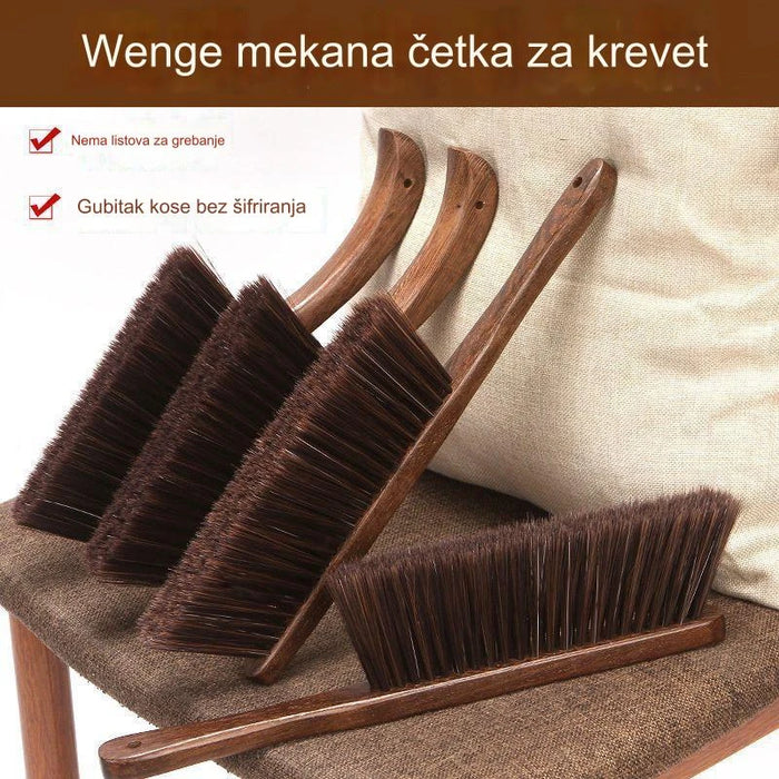 Soft-bristled bed brush with long handle for dust removal, household wooden broom