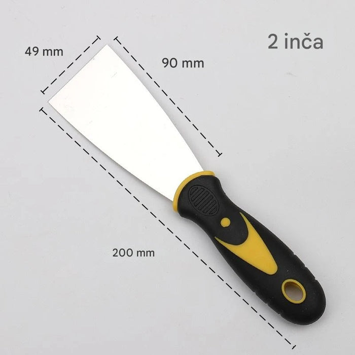 Putty knife with two-color handle, non-slip handle and stainless steel blade