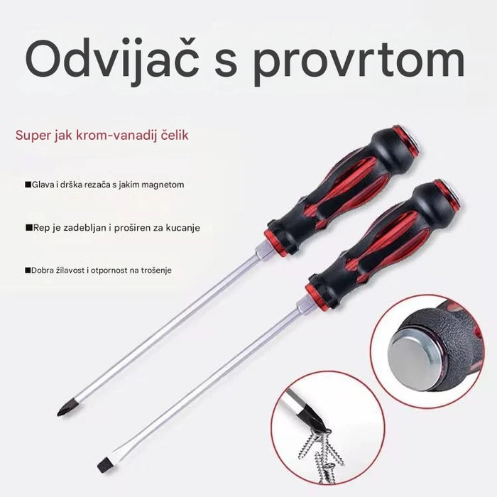 Utilizing high hardness and strong magnetism, a multifunctional screwdriver with a striking function