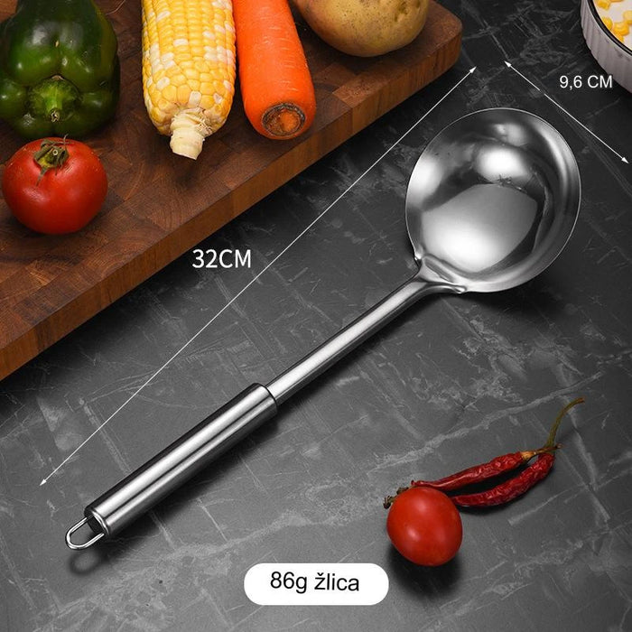 Stainless Steel Kitchen Utensils Set with Heat Resistant Cooking Tools and Non-stick Cookware, Ladle and Spatula