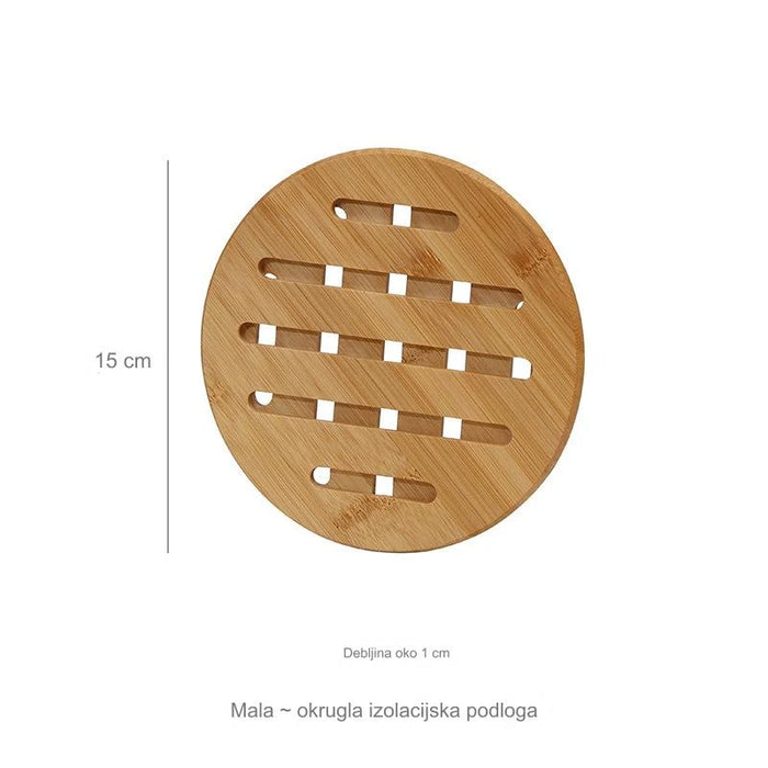 Portable Hollowed-out Bamboo Heat-insulating Mat for Dining Table/Home Use Thickened Round Cup Mat