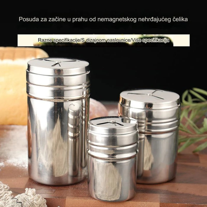 Stainless Steel Seasoning Canisters for Kitchen, Pepper Shaker Bottles for BBQ, Spice Jars with Lids