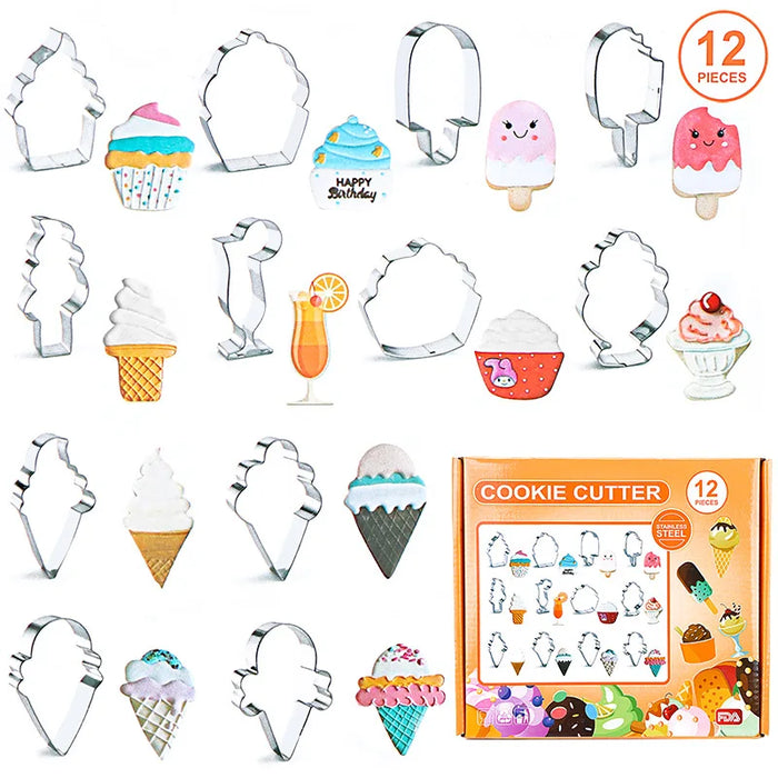 Creative Easter Cookie Mould Set Christmas Rabbit Dinosaur Theme Baking Tools 12-piece Set