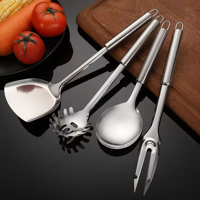 Stainless Steel Cooking Tool Set with Ladle, Slotted Spoon, Skimmer, and Spatula for Kitchen