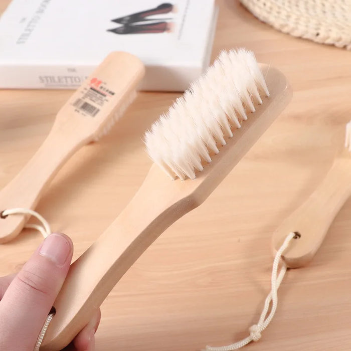 Multifunctional shoe brush with soft bristles and wooden handles for clothes and beds