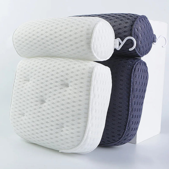 4D Square Bathtub Pillow with 7 Suction Cups in Blue Gray Color