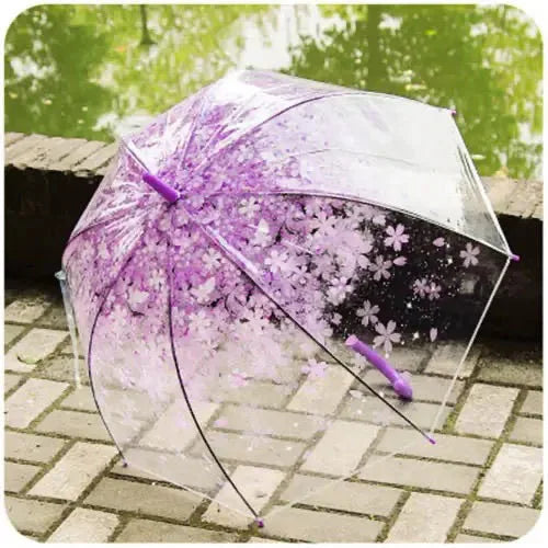 Floral pattern curved handle ladies umbrella